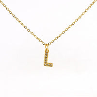 COLLANA LETTERA IN GOLD CON ZIRCONI IN ACCIAIO INOX 304