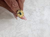 Anello regolabile con pietra verde in acciaio inox