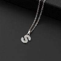 Collana a lettera in silver con zirconi in acciaio inossidabile 304