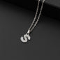 Collana a lettera in silver con zirconi in acciaio inossidabile 304