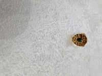 Anello regolabile con pietra verde in acciaio inox