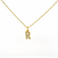 COLLANA LETTERA IN GOLD CON ZIRCONI IN ACCIAIO INOX 304