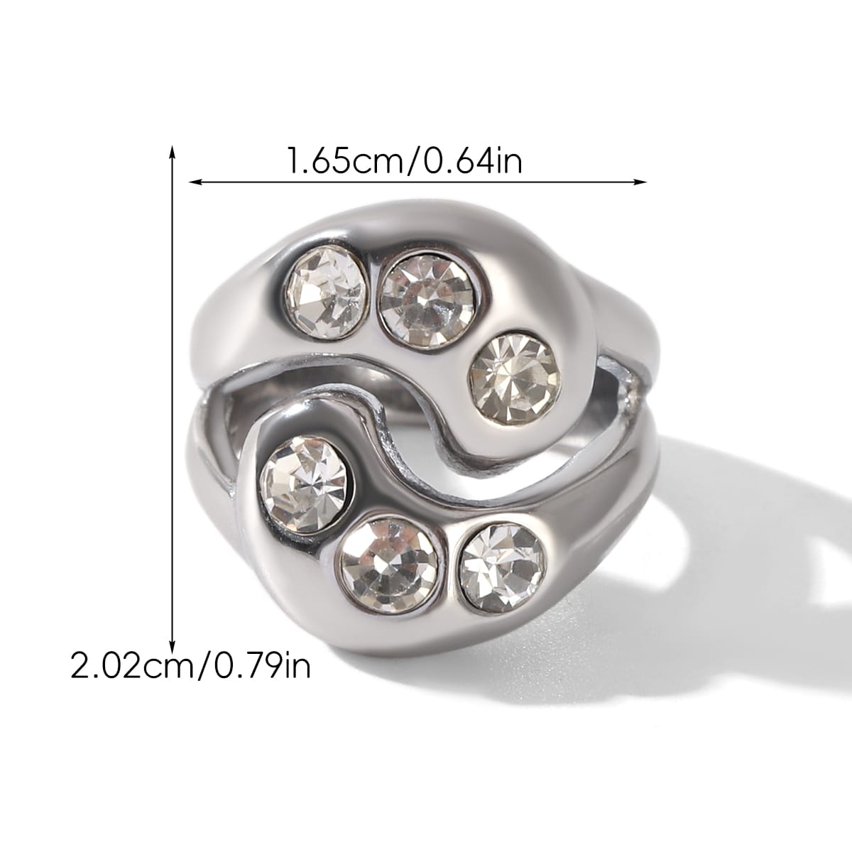 Anello Chunky silver con zirconi in acciaio inossidabile 304
