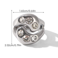 Anello Chunky silver con zirconi in acciaio inossidabile 304