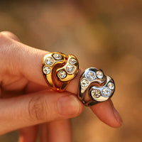 Anello Chunky silver con zirconi in acciaio inossidabile 304