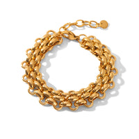 BRACCIALE SOFIA IN ORO A DOPPIA CATENA INTRECCIATO IN ACCIAIO INOX 304