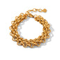 BRACCIALE SOFIA IN ORO A DOPPIA CATENA INTRECCIATO IN ACCIAIO INOX 304