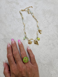 Completo anello +collana coker cuori charm acciaio inox