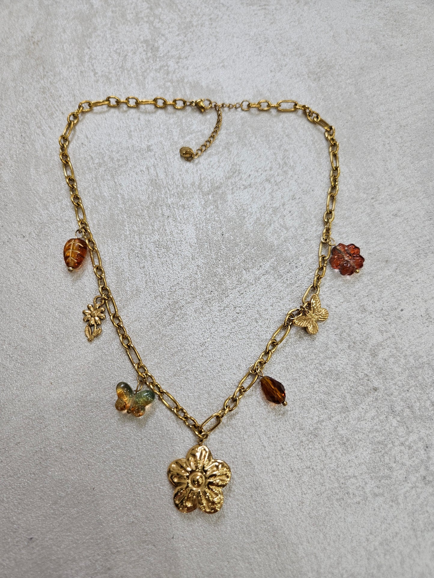Collana farfalla con charm in acciaio inox