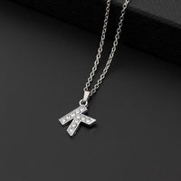 Collana a lettera in silver con zirconi in acciaio inossidabile 304