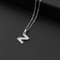 Collana a lettera in silver con zirconi in acciaio inossidabile 304