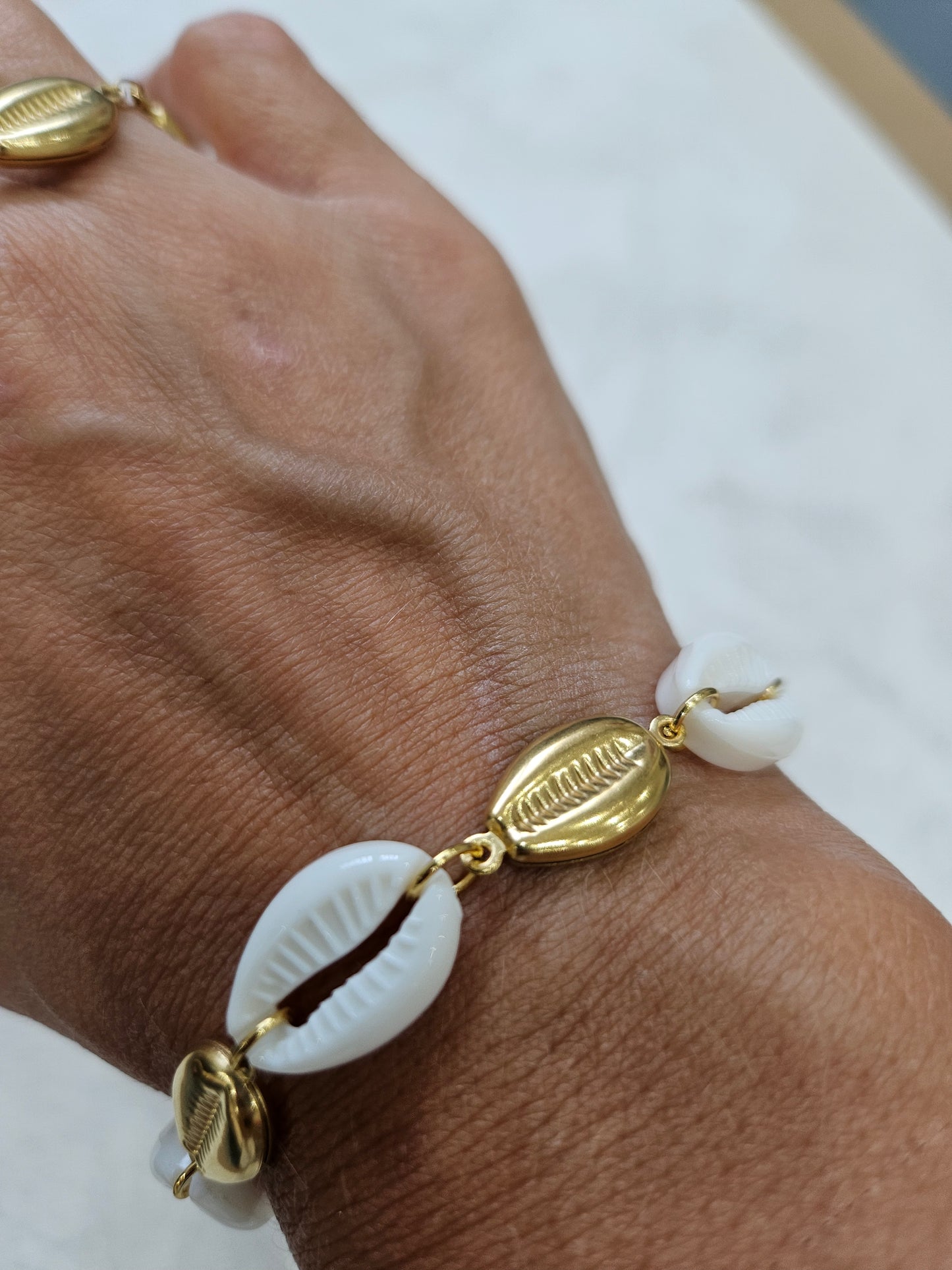 Completo conchiglie bracciale +collana in acciaio inox