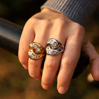 Anello Chunky silver con zirconi in acciaio inossidabile 304