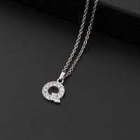 Collana a lettera in silver con zirconi in acciaio inossidabile 304
