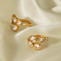 ANELLO BUBBLE ORO CON ZIRCONI IN ACCIAIO INOX 304
