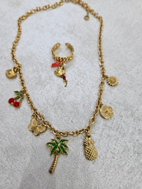 Completo charm collana +anello charm in acciaio inox inossidabile
