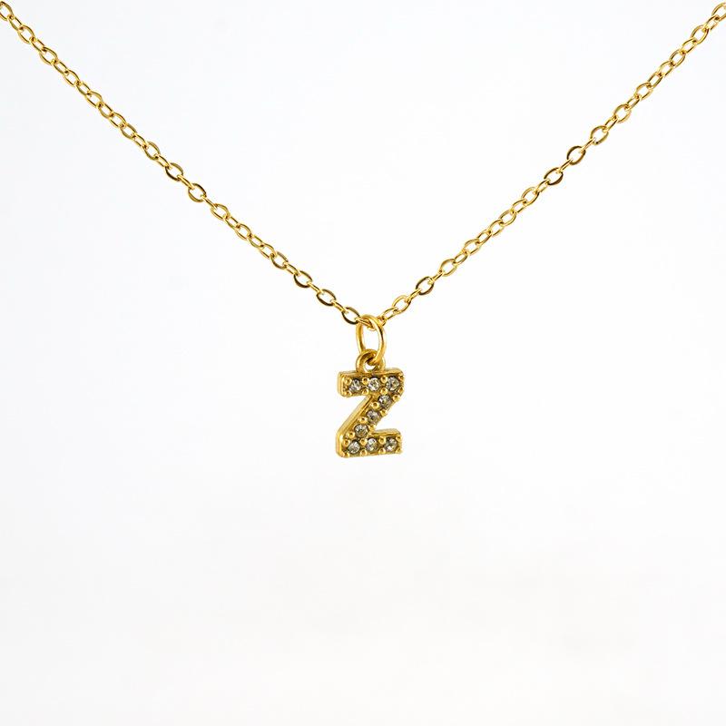 COLLANA LETTERA IN GOLD CON ZIRCONI IN ACCIAIO INOX 304