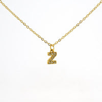 COLLANA LETTERA IN GOLD CON ZIRCONI IN ACCIAIO INOX 304