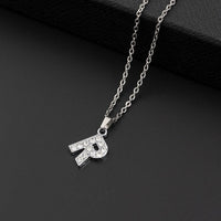Collana a lettera in silver con zirconi in acciaio inossidabile 304