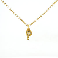 COLLANA LETTERA IN GOLD CON ZIRCONI IN ACCIAIO INOX 304