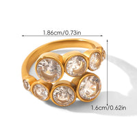 ANELLO BUBBLE ORO CON ZIRCONI IN ACCIAIO INOX 304