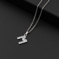 Collana a lettera in silver con zirconi in acciaio inossidabile 304
