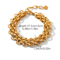 BRACCIALE SOFIA IN ORO A DOPPIA CATENA INTRECCIATO IN ACCIAIO INOX 304