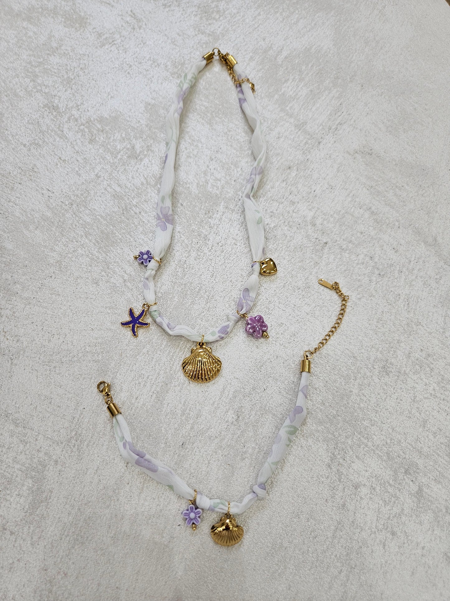 Completo cocker bracciale +collana con charms acciaio inox