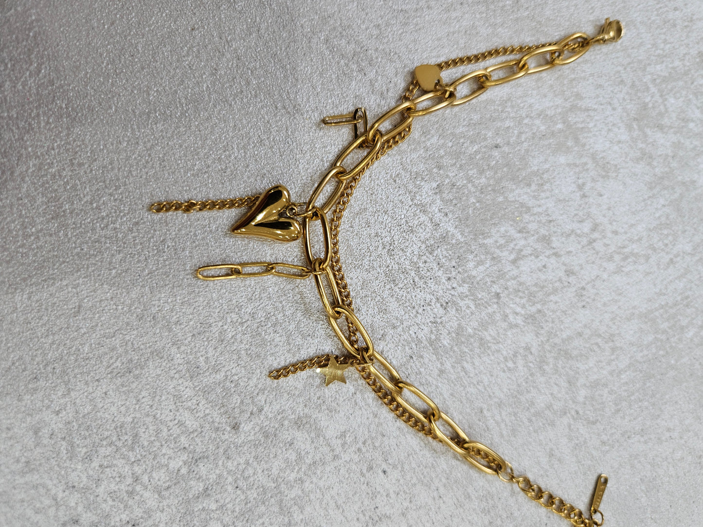 Bracciale charm in acciaio inox doppio filo