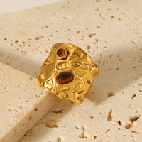 ANELLO TIGER IN ORO CON PIETRA ACCIAIO INOX 304
