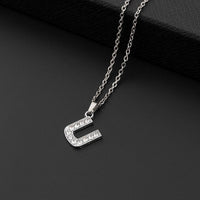 Collana a lettera in silver con zirconi in acciaio inossidabile 304