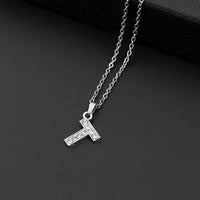 Collana a lettera in silver con zirconi in acciaio inossidabile 304